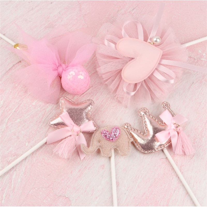 Cakelove 1 pcs crown star heart cake topper birthday cake decoration baby shower kids birthday party wedding favor supplies