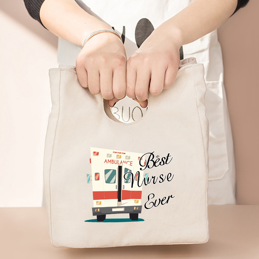 Płótno termiczna torba na lunch 2022 kobiet torba na pikniki biuro podróży dzieci nadruk z pielęgniarką organizator eco shopper torby do przechowywania torebki: Nurse004