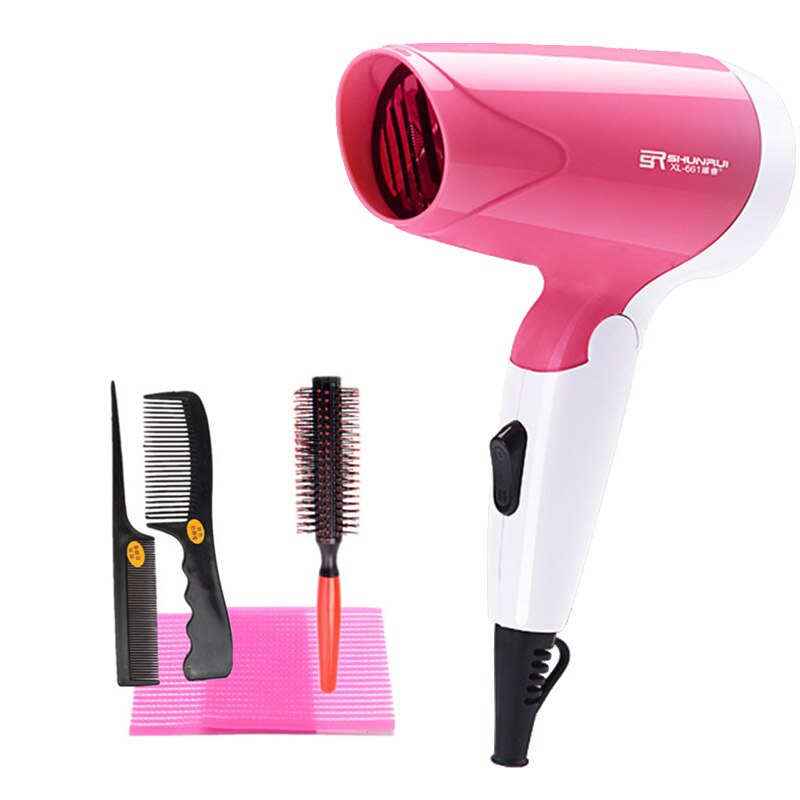Secador de pelo iónico plegable, Mini secador de pelo femenino de viento , silencioso, portátil para estudiantes, para el hogar, con cepillo de Peine: Rosa