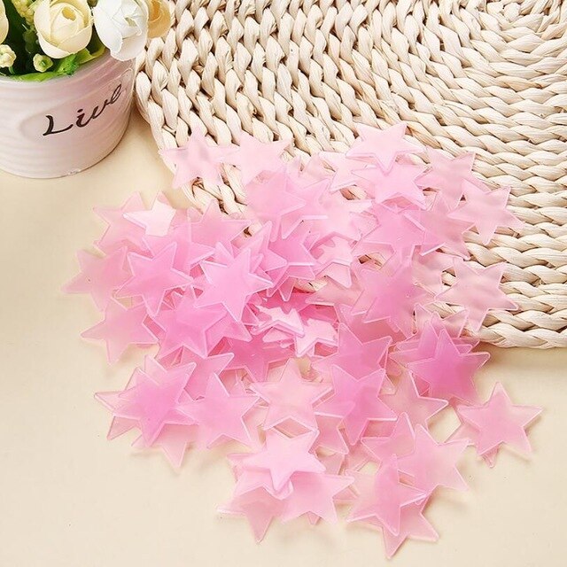 100 Stuks Lichtgevende Muurstickers Glow In The Dark Sterren Sticker Decals Voor Kids Baby Kamers Kleurrijke Stickers Home Decor: pink / 3cm 50pcs