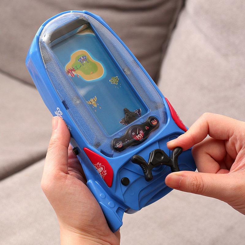 Handheld Game Speler Met Klassieke Ontwijken Vliegtuigen Spel, Real 3D Graphics En Stuurwiel Bediening, Vijf Snelheidsregeling: WHITE