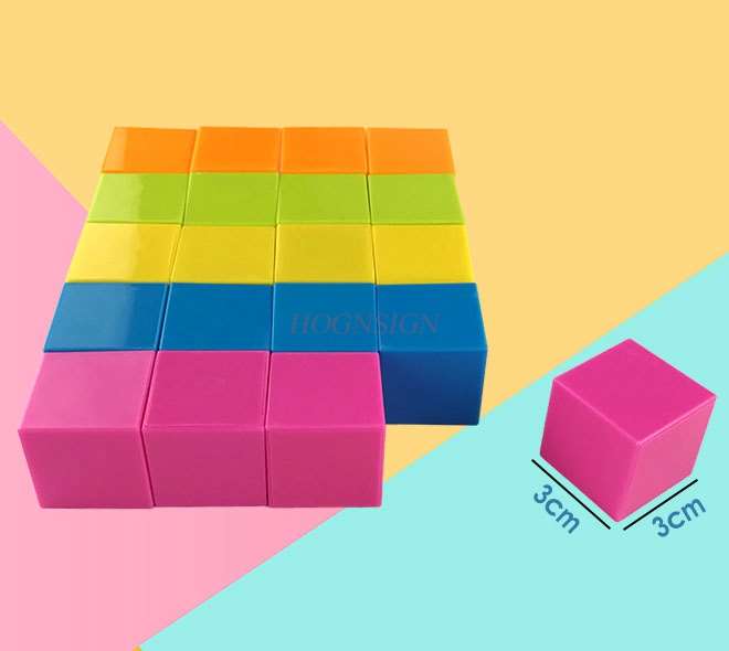 Material didáctico de matemáticas, Cubo de color de 3cm, reconocimiento de geometría sólida, gráficos, material didáctico, Matemáticas de escuela primaria