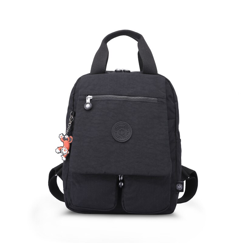 TEGAOTE Backpack Women Multi Pocket Travel Back Pack Female Nylon Waterproof Mochila Feminina Floral Laptop Bagpack: Black