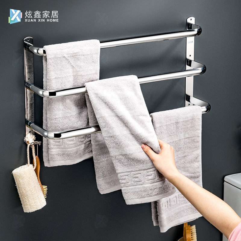 Badkamer Handdoek Houder Rvs Douche Rack Enkele Staaf Layer Muur Gemonteerde Multilayer Handdoek Hanger Met Haak Benodigdheden
