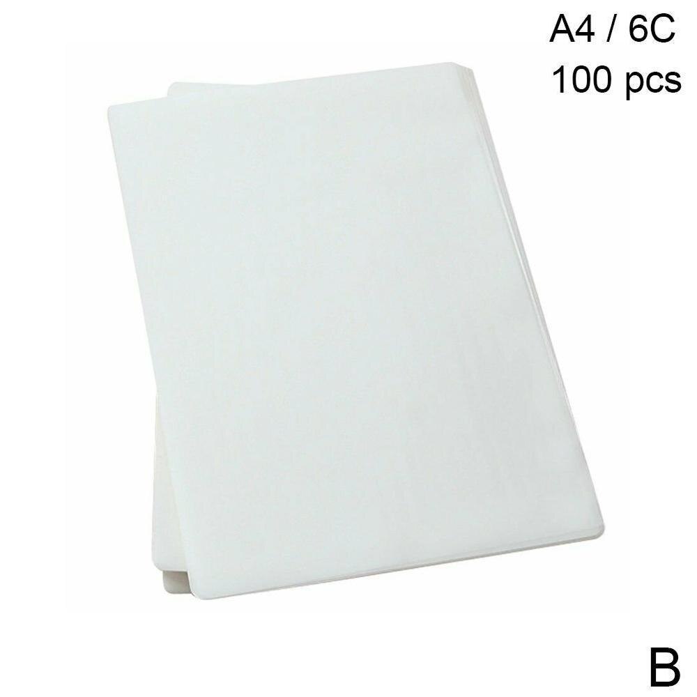 100pcs/lot 50/60/70/80 Mic A4 Thermal Laminating Film PET For Photo/Files/Card/Picture Lamination roll Film Plastic Film: 60mic