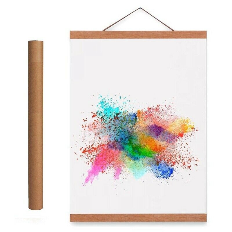 21-80cm Magnetic Wooden Photo Frame Scroll Print Poster Picture Hanger DIY all Hanging Poster Frame Decor