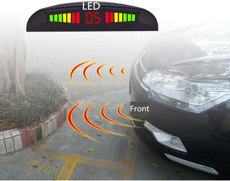 Car front OBD parking detector 4 sensor Can bus LED Alarm display speed control Security parktronic blind spot detection system