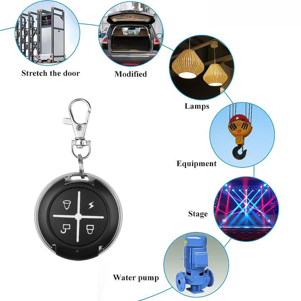 Black Round Keychain Car Remote Controller 4 Channel Cloning Duplicator 433 MHz Code Copy Cloning RF Remote Control