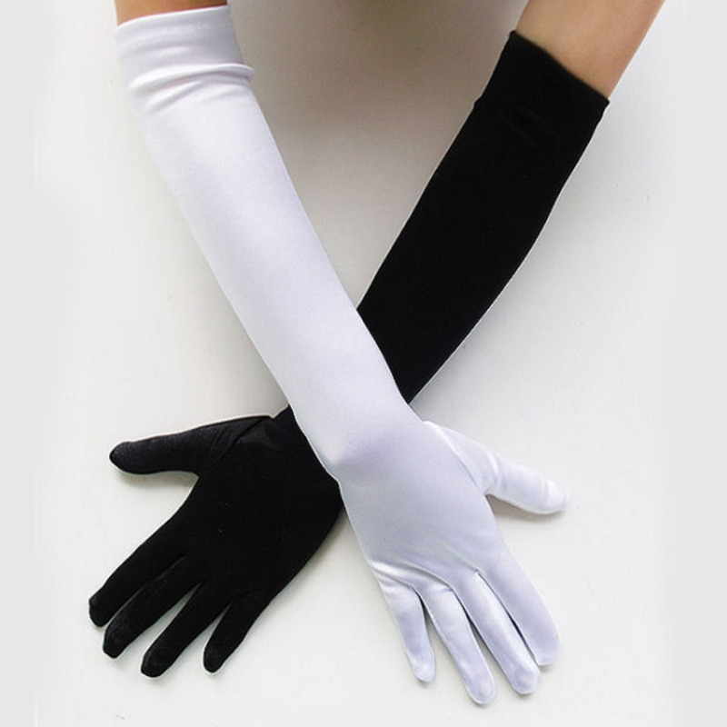 Unisex Handschoenen Wit Zwart Lange Handschoenen Halloween Cosplay Kostuums Accessoire Polyester 52 CM Demon Ghost Dood Duivel Cos Handwear