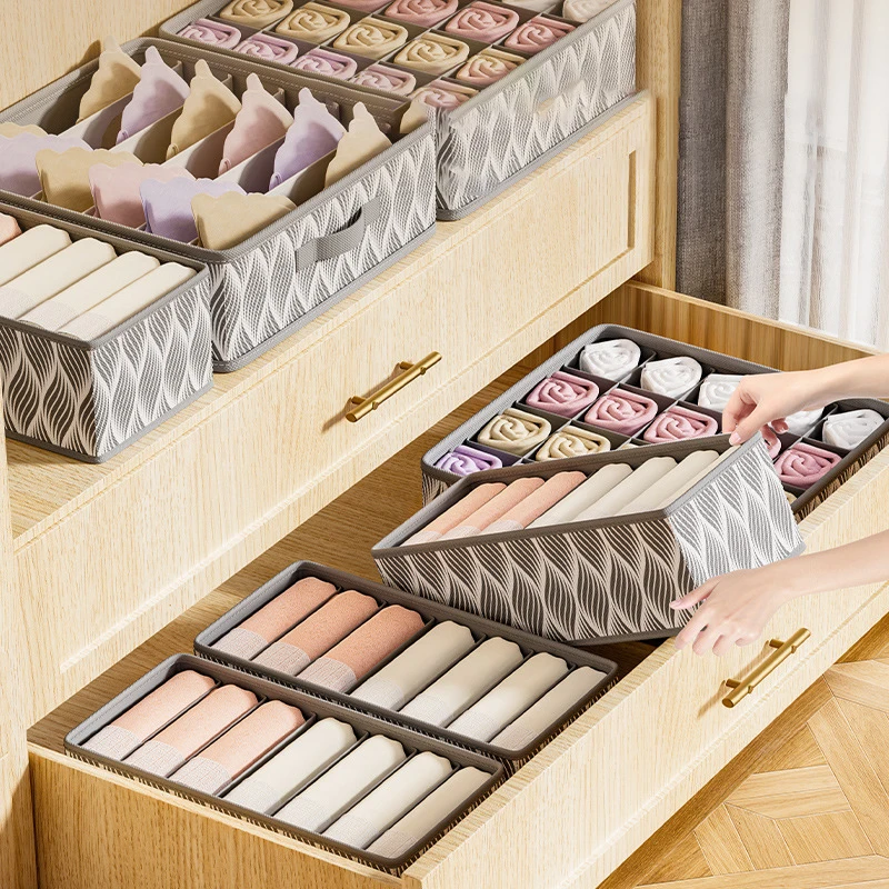 Organizadores de ropa interior de armarios y cajones, armario, ropa, sujetador, organizador para ropa interior, calcetines, pantalones, caja de almacenamiento plegable para el hogar