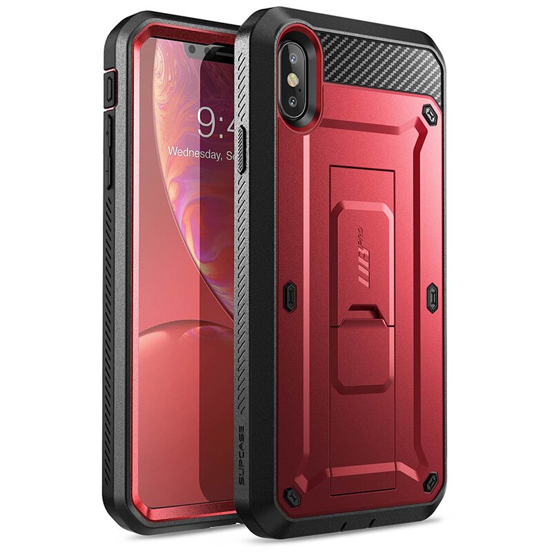 Supcase Voor Iphone Xs Max Case 6.5 Inch Ub Pro Full-Body Robuuste Holster Case Met Ingebouwde screen Protector &amp; Kickstand: Red