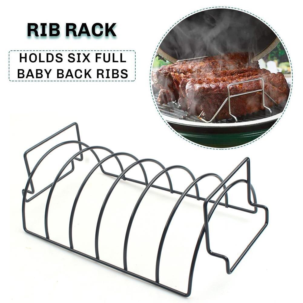 Non-Stick Rib Shelf BBQ Stand Barbecue Roast Rack Steel Grilling BBQ Chicken Beef Ribs Rack Grilling Baske