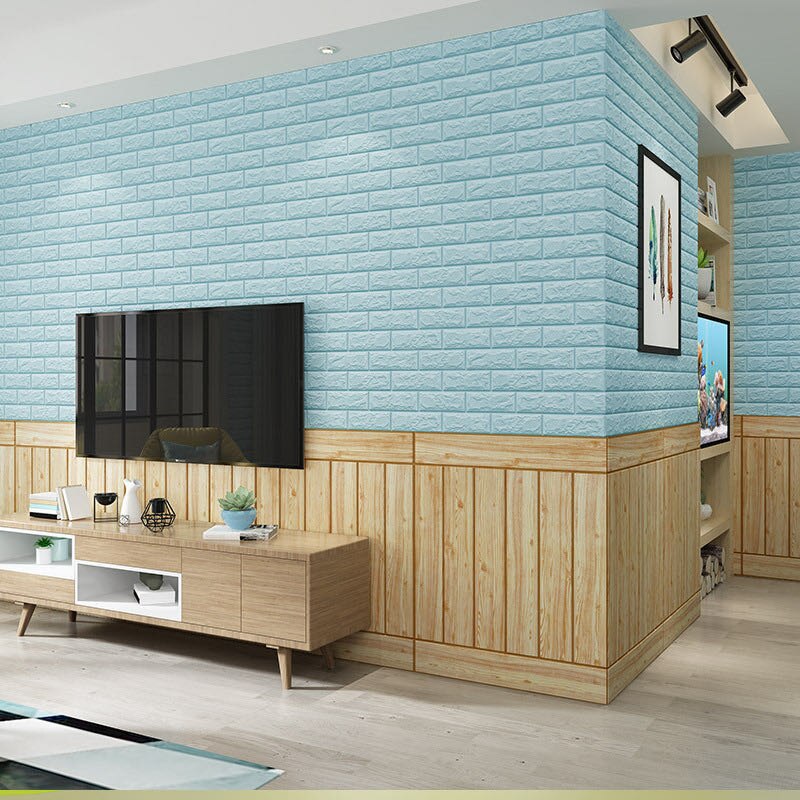 BBTC, 10 piezas, pegatina de pared 3D, paneles de pared autoadhesivos, papel tapiz blanco de espuma PE impermeable para sala de estar, pared de TV y decoración del hogar
