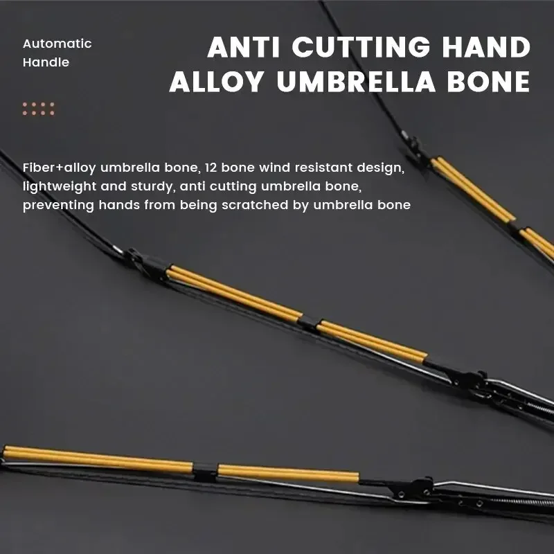 12 Bone Black Glue Fully Automatic Umbrella With Thick And Durable Keel Three Fold Umbrella UV Resistant Folding Umbrella