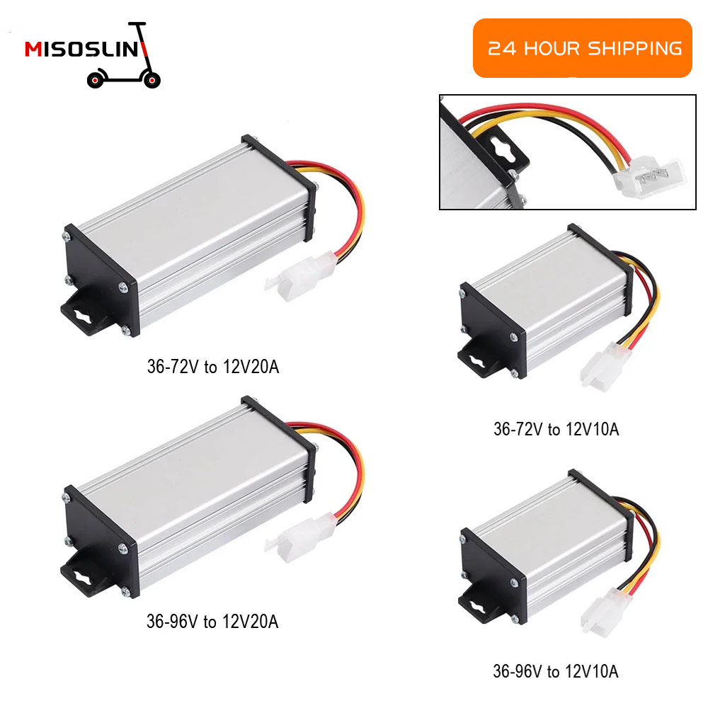 Adaptador convertidor transformador descendente bicicleta eléctrica Scooter transformador electrónico CC 36V 48V 60V 72V 96V a 12V 10A 20A