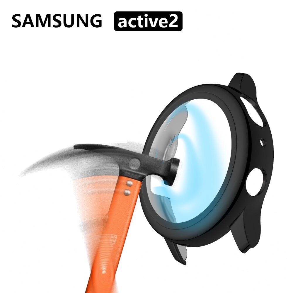 Filmfodral för samsung galaxy watch active 2 40mm 44mm plätering täcka tillbehör aktiv 2 40 44 härdat glas skärmskydd