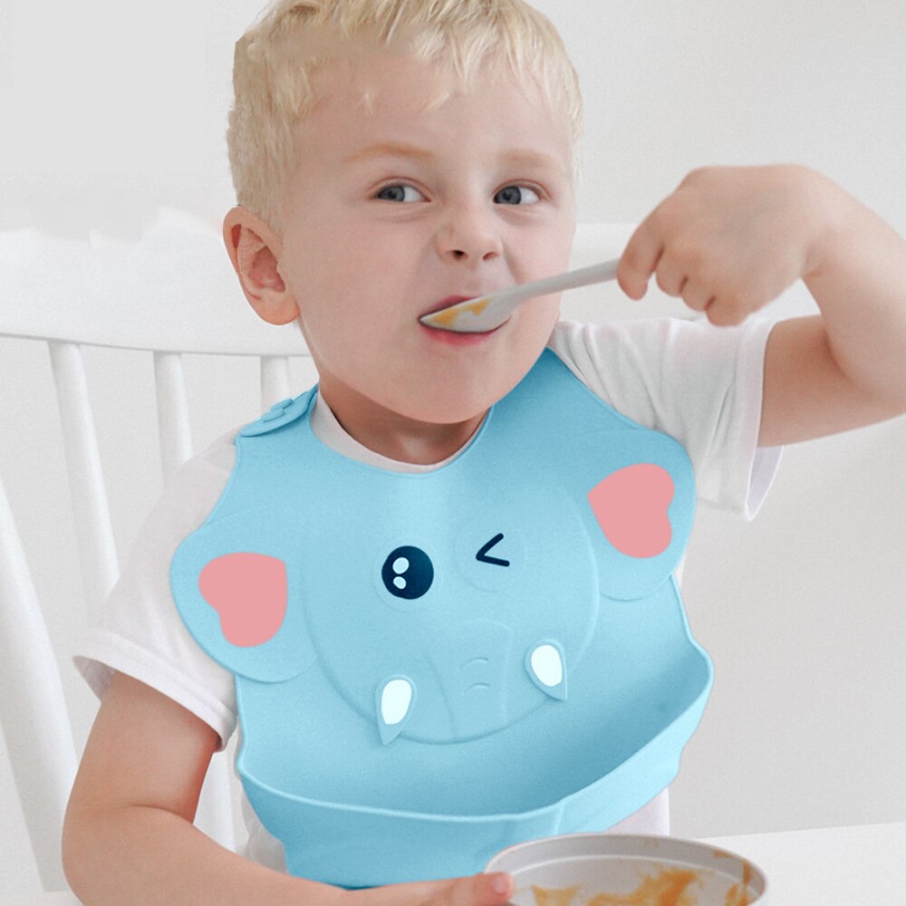 Baby Bibs Waterproof Silicone Feeding Baby Saliva Towel Newborn Cartoon Aprons Baby Bibs Adjustable Buttons Burp Cloths