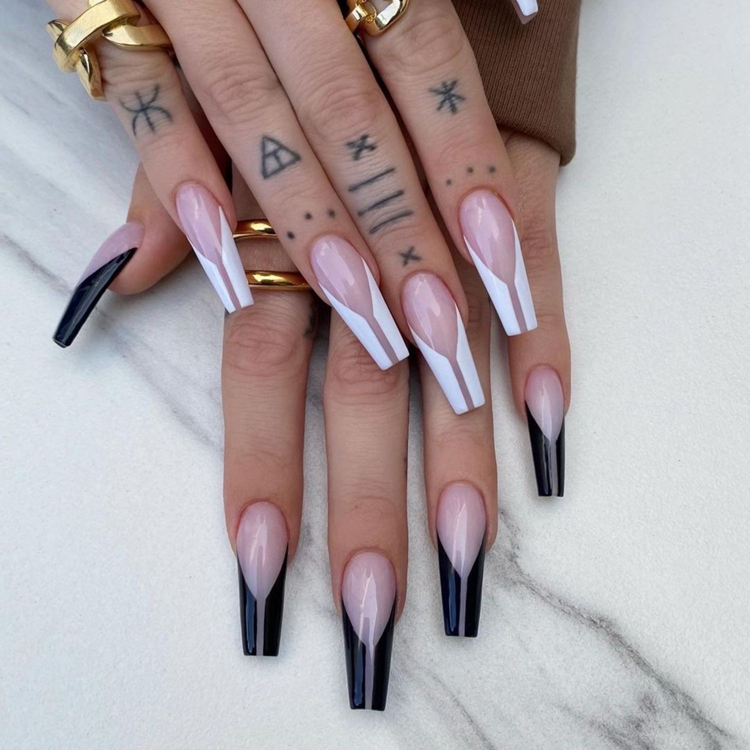 24 Stks/doos Afneembare Lange Doodskist Kunstnagels Wearable Franse Ballerina Nep Nagels Volledige Cover Nail Tips Druk Op Nagels 2022: 06