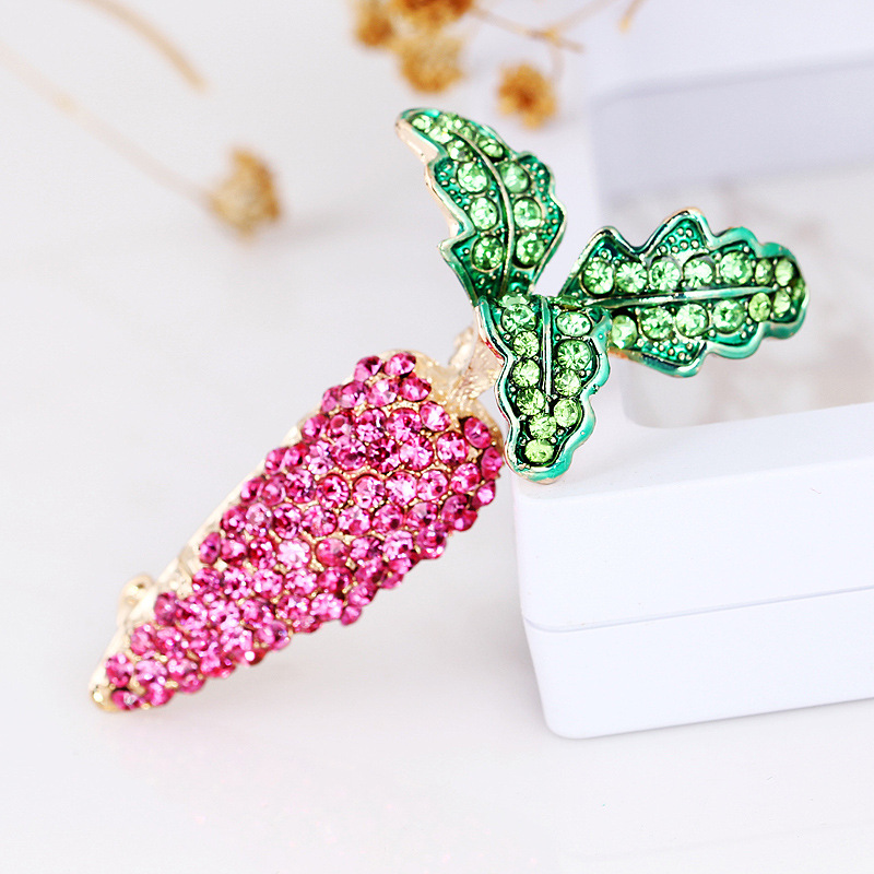 Opalen strass legering wortel groente broche speld broche accessoires unisex broche