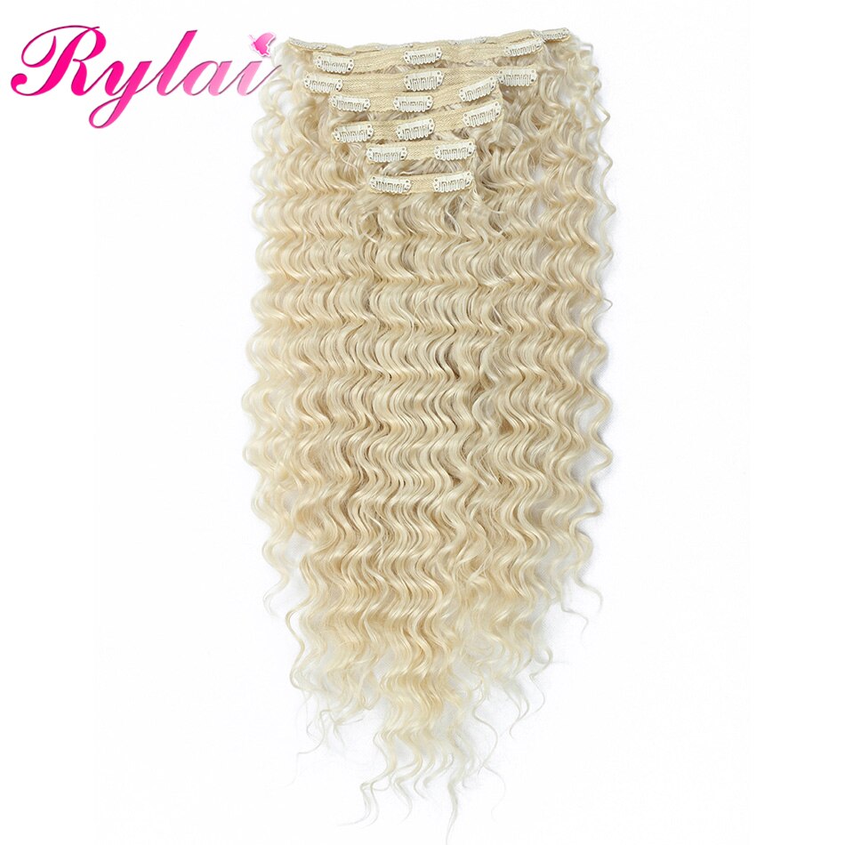 Synthetic Long Wave Clip On Deep Wave Hair Extensions 24 Inches 7Pcs/Lot Long And Full Head For Women High Tempareture Fibre: #613
