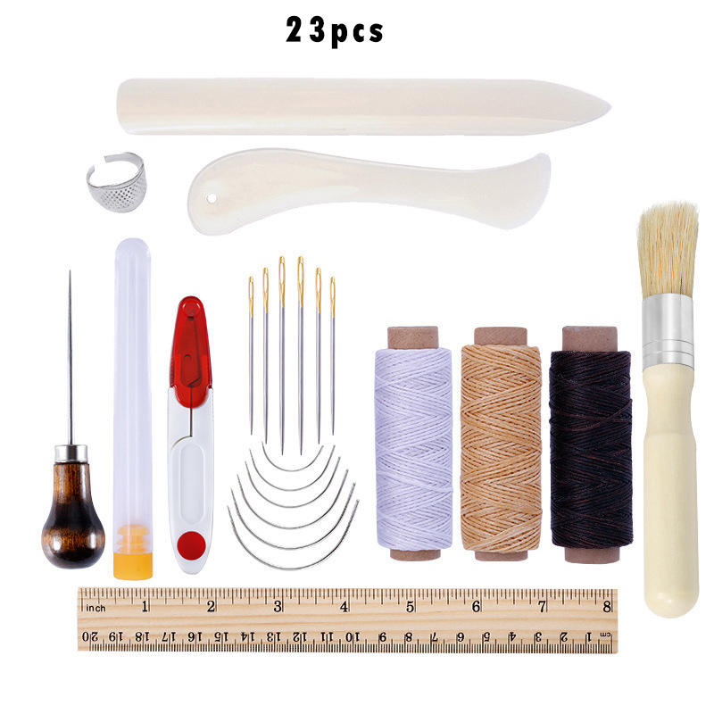 Leather Craft Tools Kit Hand Sewing Stitching Punch Carving Work Leather Groover Kit DIY Stitching Craft Tool: L