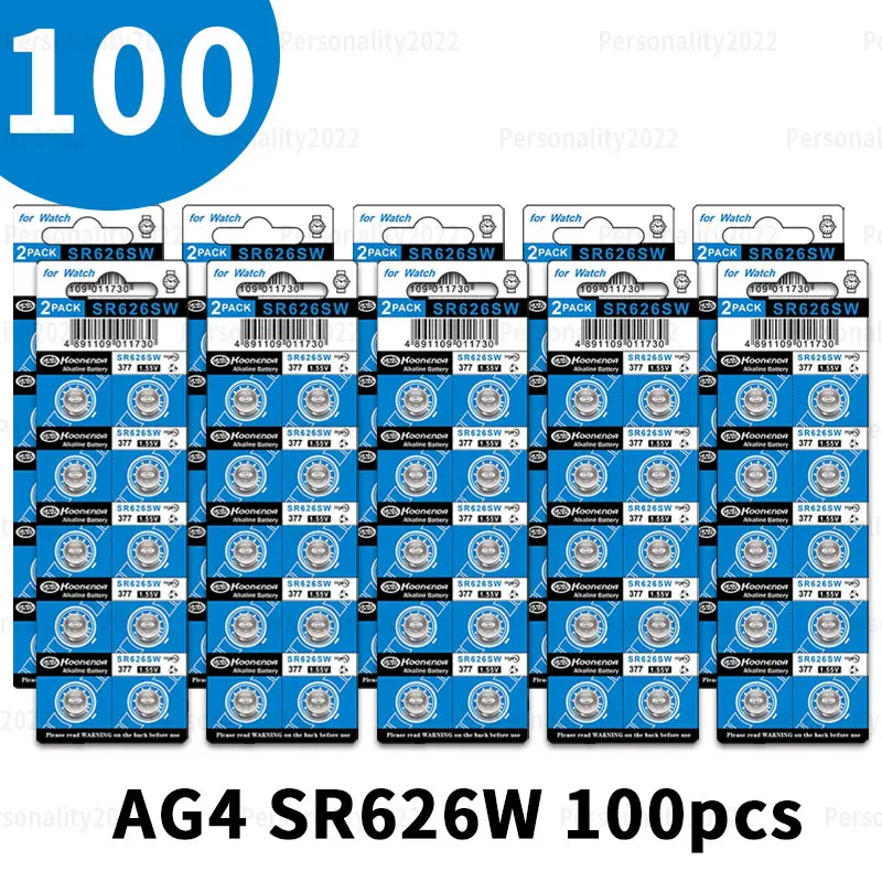 10-100 pz AG4 1.55 v Batteria Alcalina LR66 LR626 L626F SR626SW 377 Batterie a Bottone per Orologio Piccoli Dispositivi Elettronici: Blu