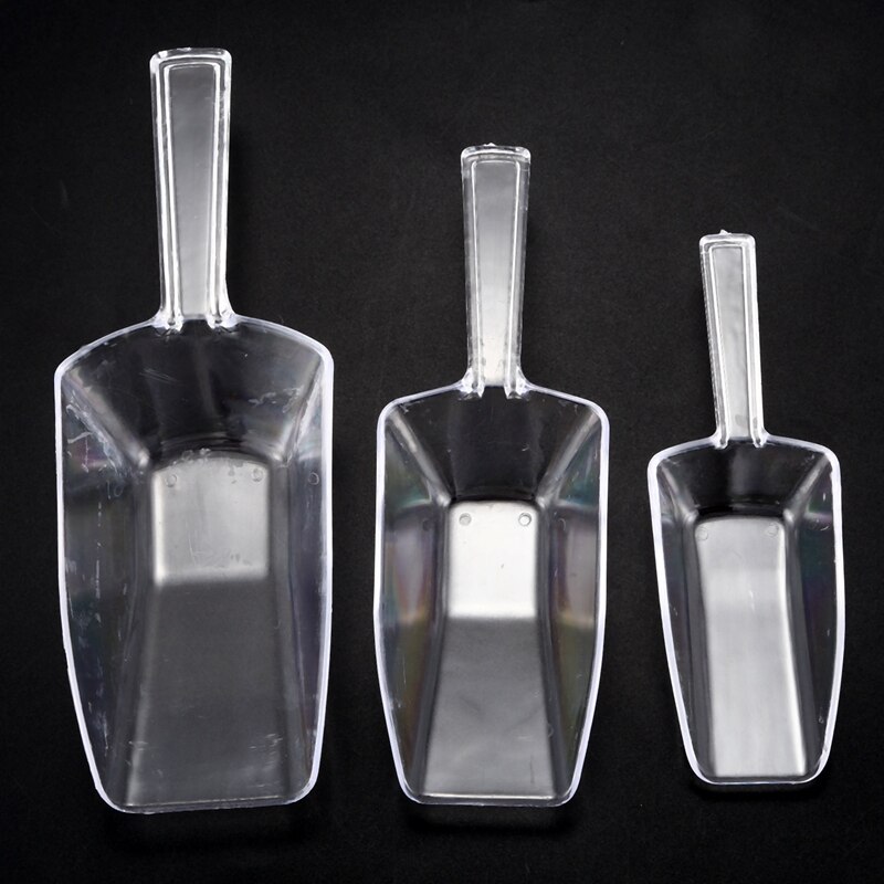 Cuchara de plástico transparente con forma de raspador de hielo de 3 piezas