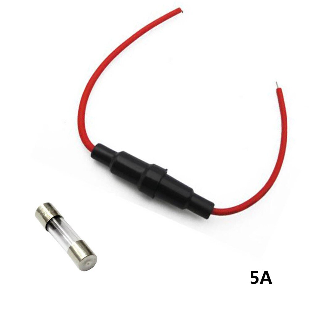 Porta fusível automático 5 peças, à prova d' água 20cm com 22 awg cabo + 5 peças 5a 5x20 tubo transparente de seguro de mm
