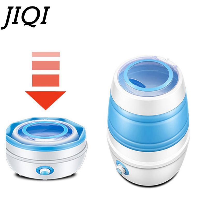 JIQI 2.6Kg Portable Folding Clothes Washing Machine Removable dehydration basket Semi-automatic Washer for Underwear Clothes