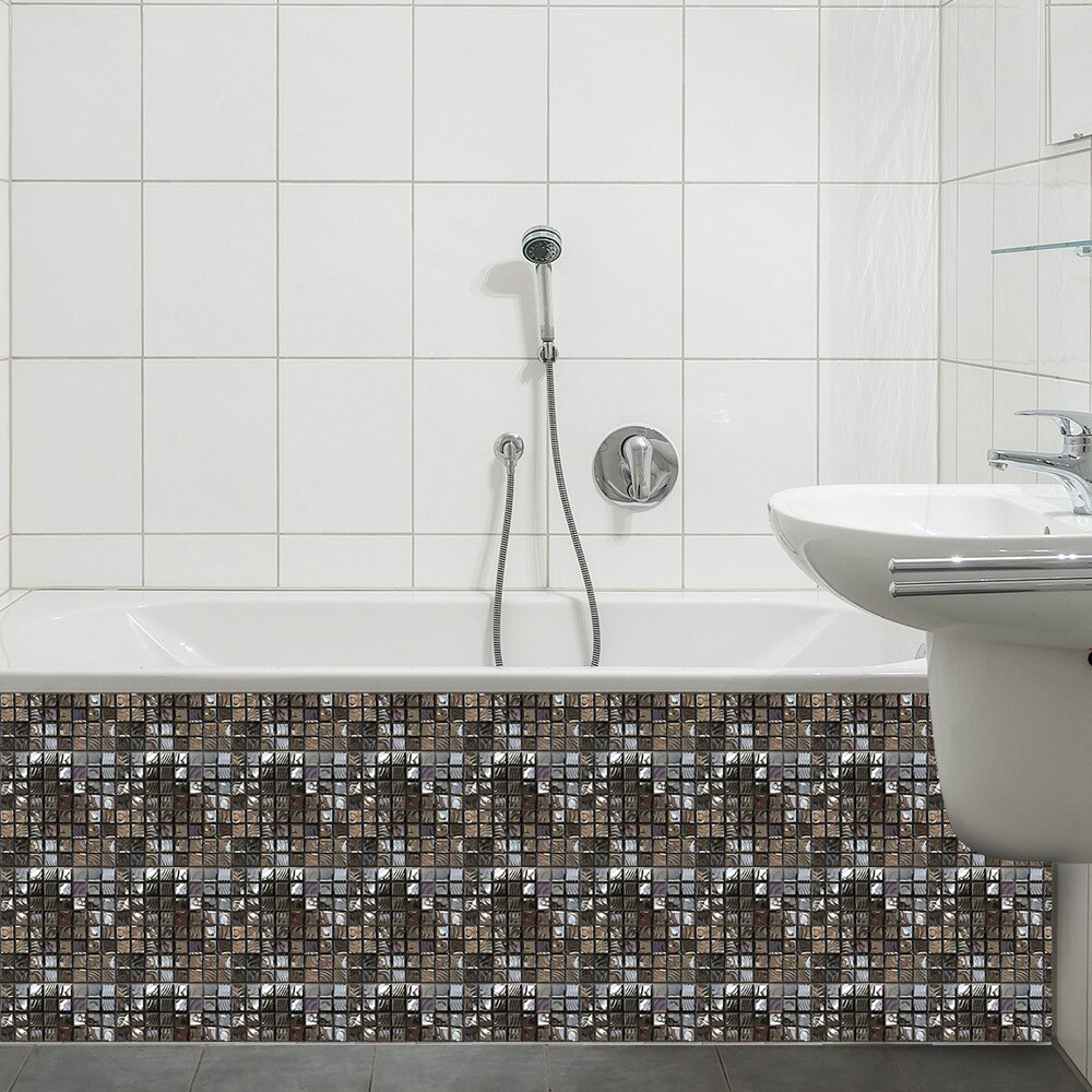 10pcs/set Glossy Mosaic Simulation Tile Wall Stickers Transfers Covers for Kitchen Tables Floor Decals Waterpoof Vinyl Wallpaper