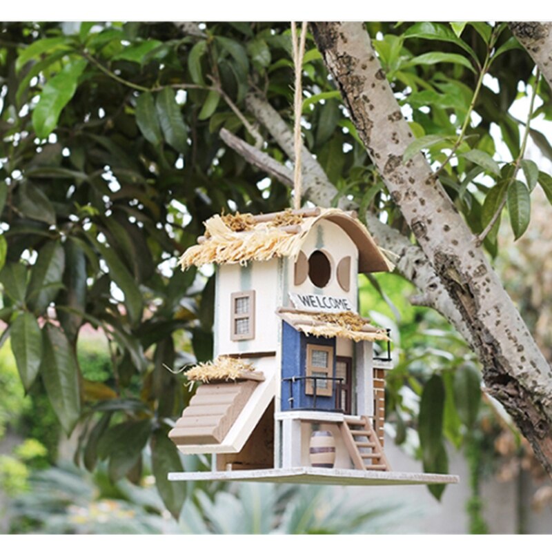 Casa de pájaro Nido de Pájaro villa hecha a mano de madera creativa y linda casa decoraciones al Aire Libre Parque Forestal Casa de pájaro salvaje protección