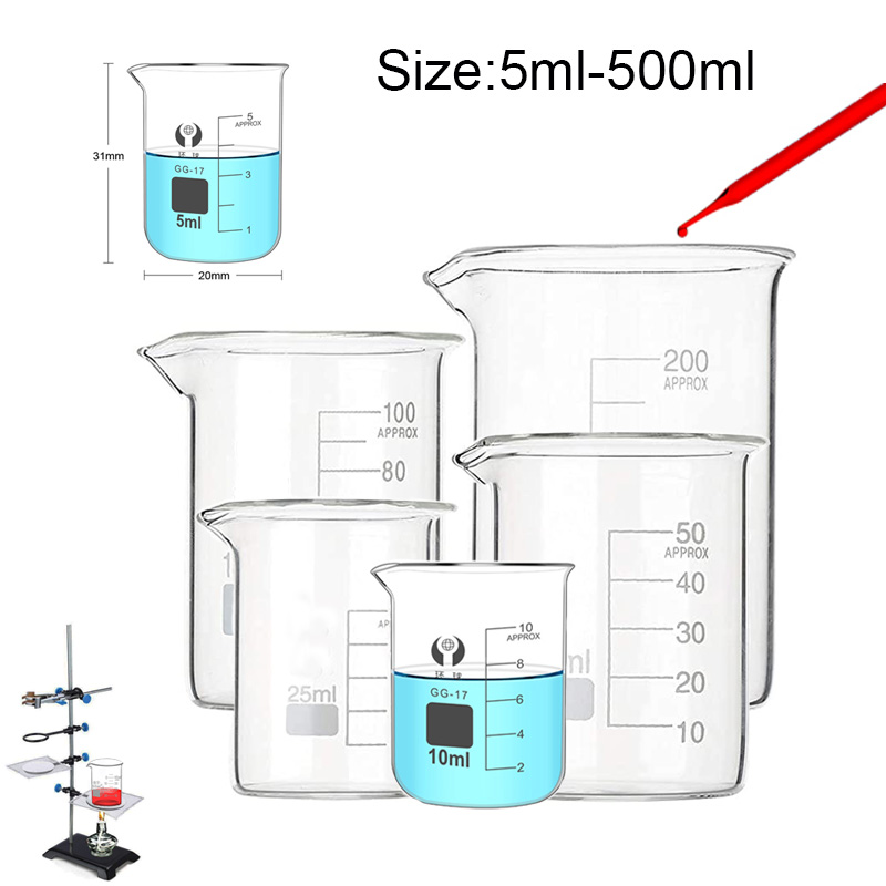 1-7 Uds 5/10/25/50/100-500ml vaso de vidrio Pyrex GG-17 vasos graduados vasos de medición de química de vidrio: Marfíl