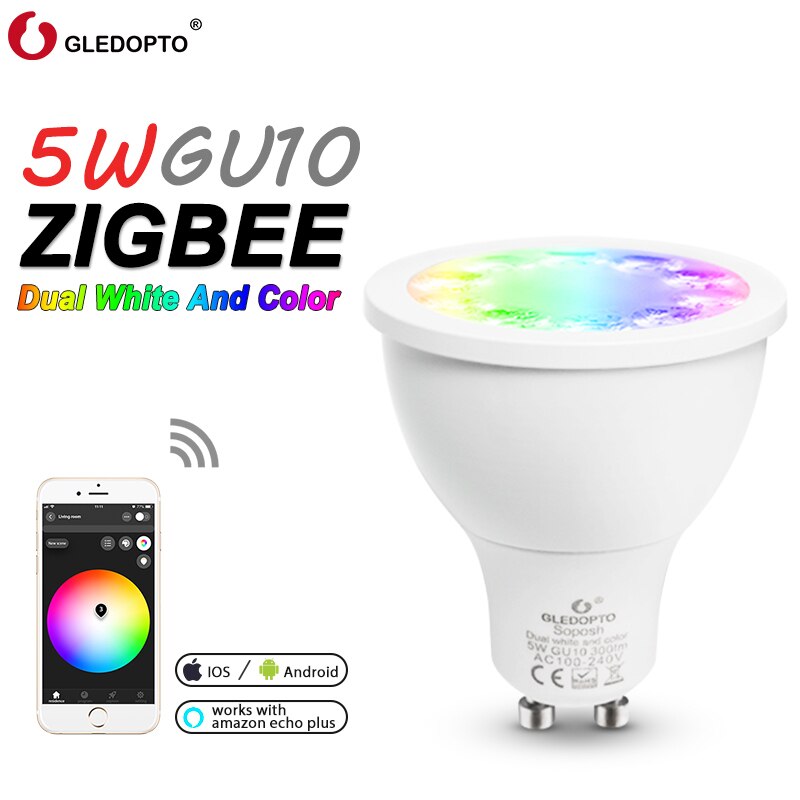 Gledopto Zigbee Rgb + Cct 5W GU10 Smart Led Spotlight Smart Home AC100-240V Kleurverandering Led Dual Wit Licht