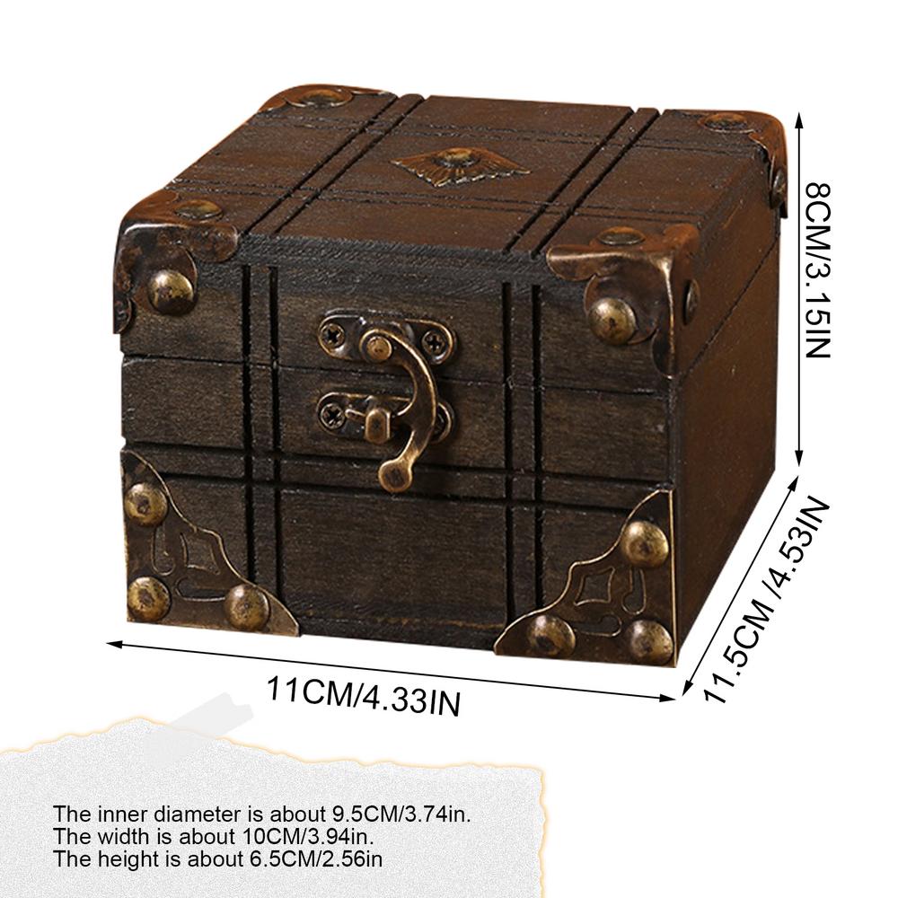 1Stck Mini Holz Lagerung Kasten fallen Schmuck Manschettenknöpfe Brust Kleines Jahrgang Schatz sperren-Kasten Schreibtisch-Organizer Für Heimat freundlicher: Blau