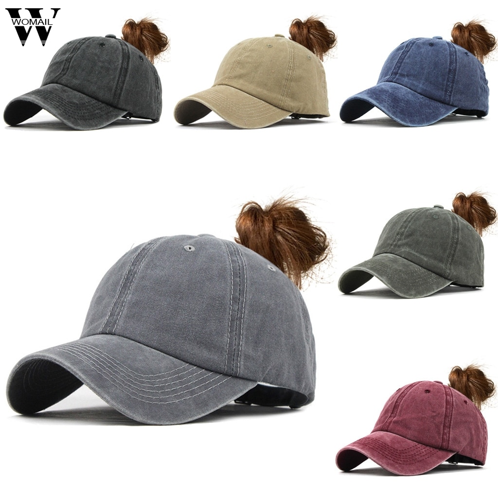 Womail Hat Baseball Cap Womens Mans Ponytail Messy Buns Trucker Plain Baseball Visor Cap Unisex Hat May13