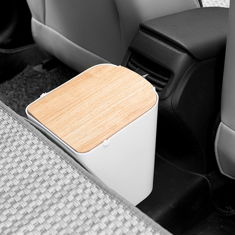 Trash Bin Household Office Supplies Mini Trash Can Desktop Bucket with Wooden Dustbin Waste Bins Small Car Trash