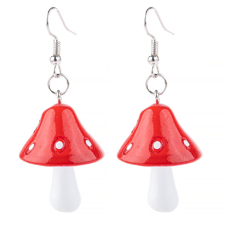 Acryl Paddestoel Lange Hanger Oorbellen Oorbellen Voor Meisjes Vrouwen Kinderen Mooie Sieraden: Red