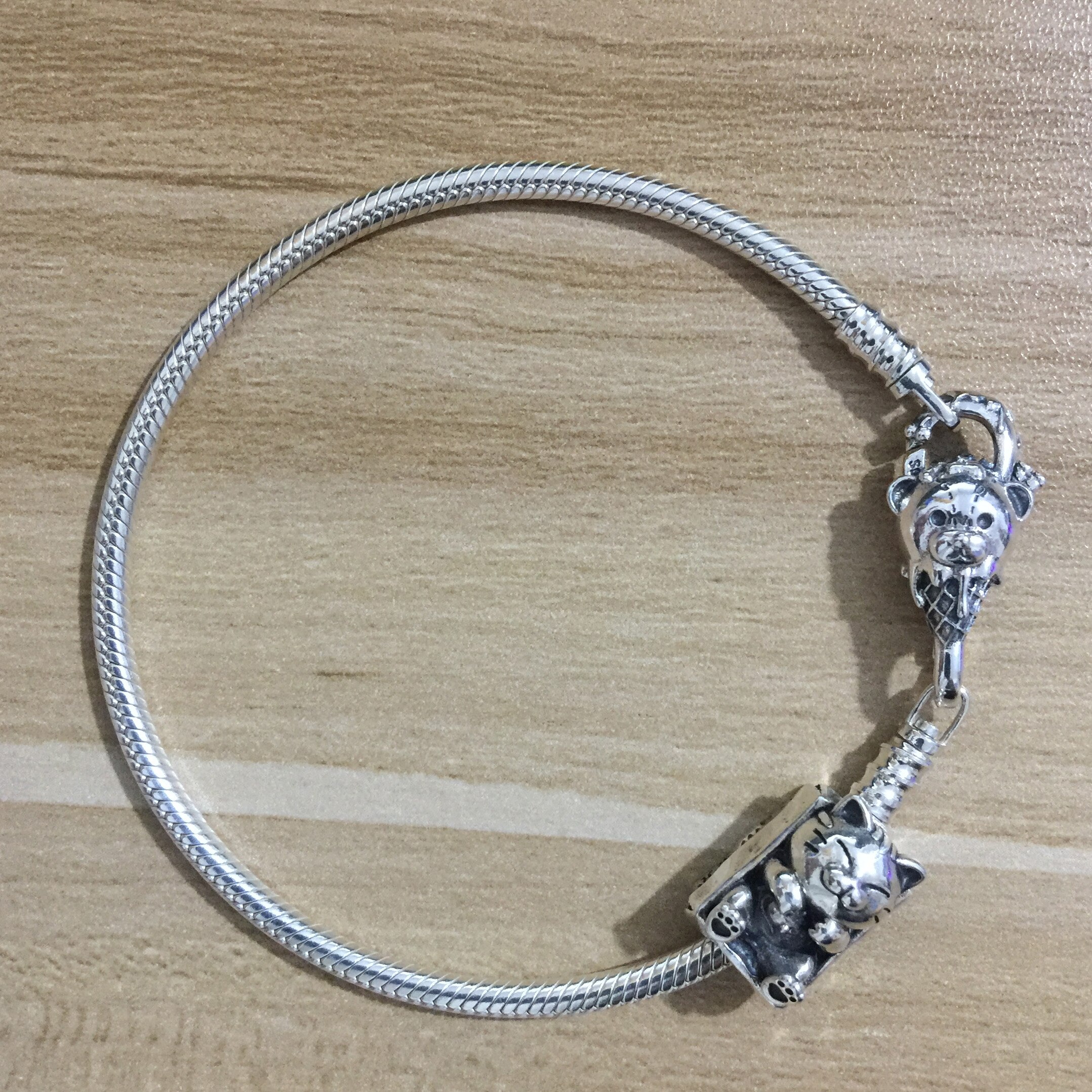 Mistel 925 Sterling Silber Bär Eis Schließe Sperre Europäischen Schmuck