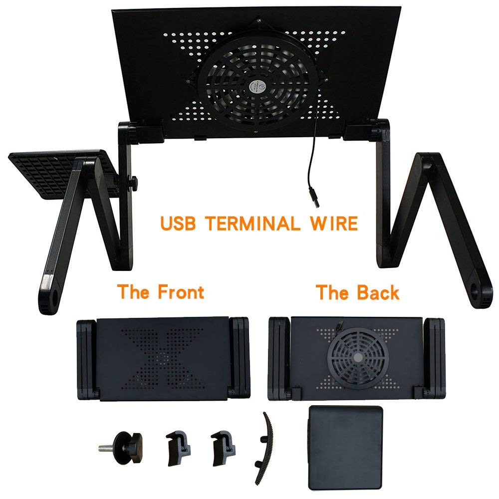 Draagbare Opvouwbare Verstelbare Klaptafel Voor Laptop Bureau Computer Mesa Notebook Stand Tray Voor Slaapbank Met Ventilator Muismat