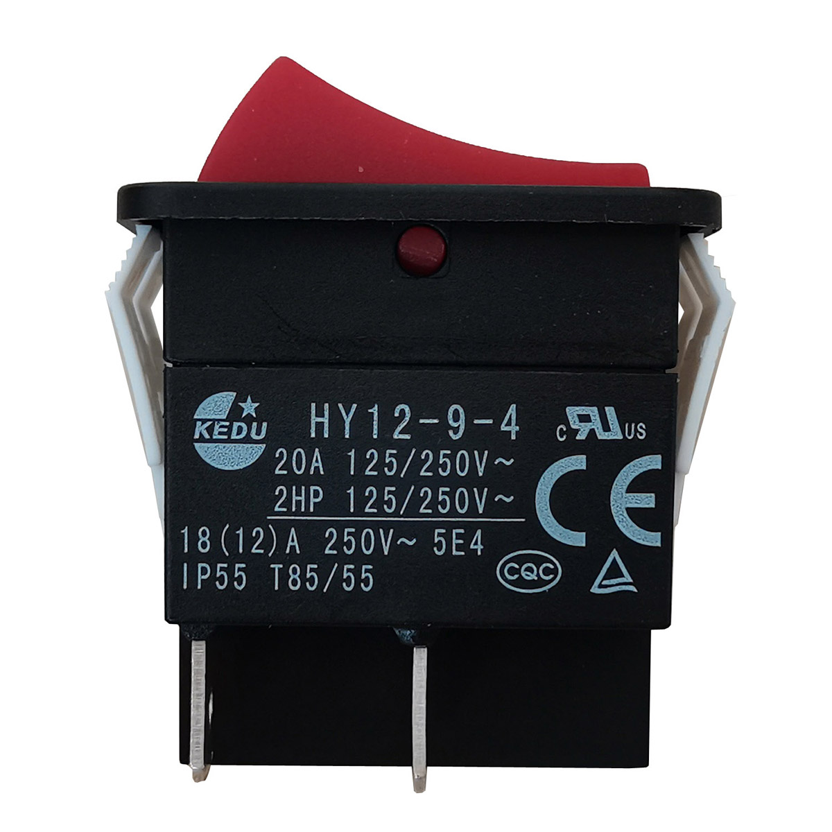 KEDU HY12-9-4 On-Off Rocker Switches Used for Electric Welding Machine and Household Appliances 20A 125/250V CE: Red