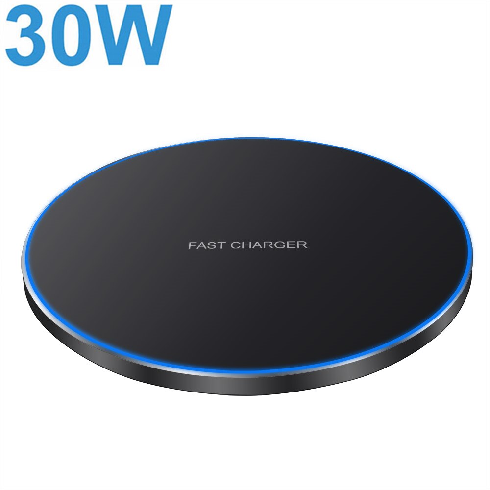 AILEHKUO 30W Fast Wireless Charger For Samsung S10 S20 S9 Note20 10 USB C Qi Charging Pad for iPhone 12 11 XS XR X 8 Airpods Pro: 30W Black