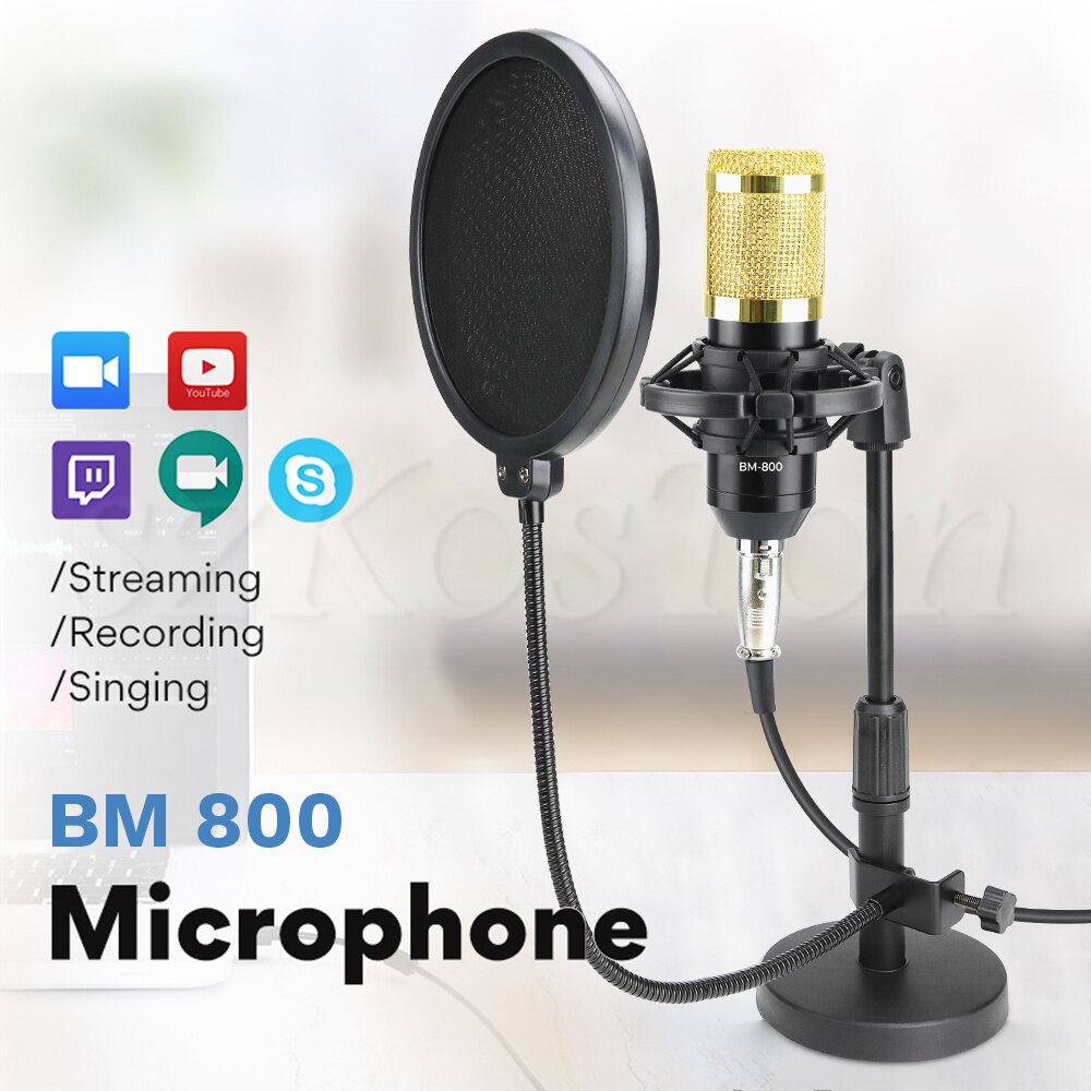 Profession bm 800 Condenser Microphone Karaoke Gaming Studio Recording bm800 Microphone for Computer Phantom Power Voice Changer
