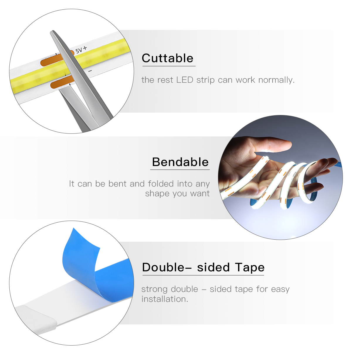 Tira de luces LED ZigBee COB, luces inteligentes Tuya Alexa, cinta LED de neón regulable USB de 5V con controlador de atenuación Wifi, decoración para dormitorio, habitación y cocina