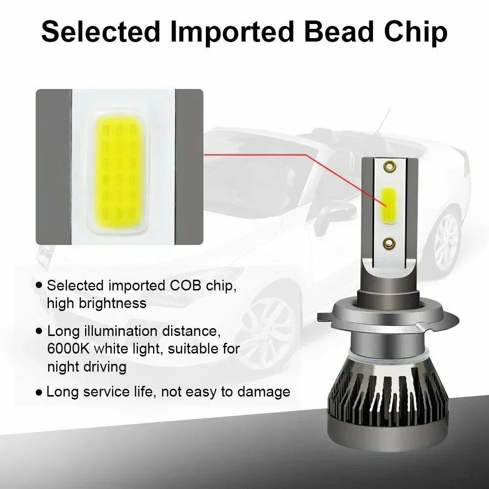 2x h7 LED-Scheinwerfer fehlerfrei 200w 20000lm Hi / Low Kit Lampen Luftfahrt Aluminiums trahl Canbus Cob Scheinwerfer super hell