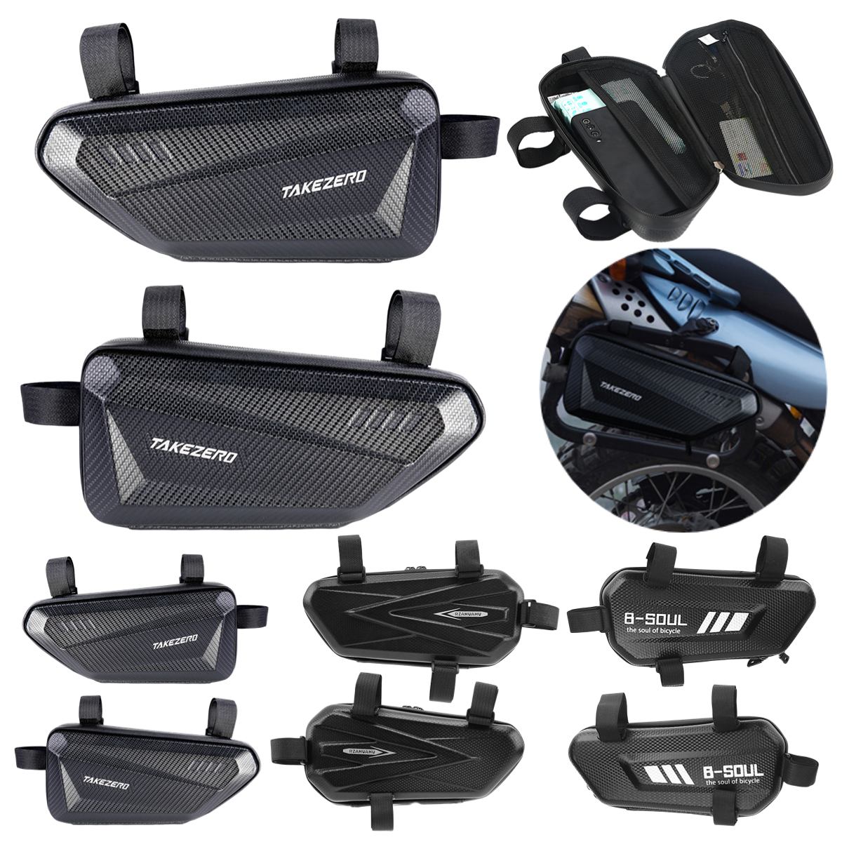 Motorfiets Zijtassen Waterdichte Eva Hard Shell Elektrische Fiets Opknoping Tas Mountainbike Driehoek Tas Motorfiets Zadeltas
