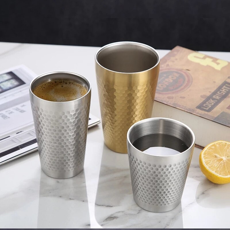 Insulation Anti-scalding Stainless Steel Cups Unbreakable Metal Drinking Beer Coffee Tea Cup Home Outdoor Activities BPA Free