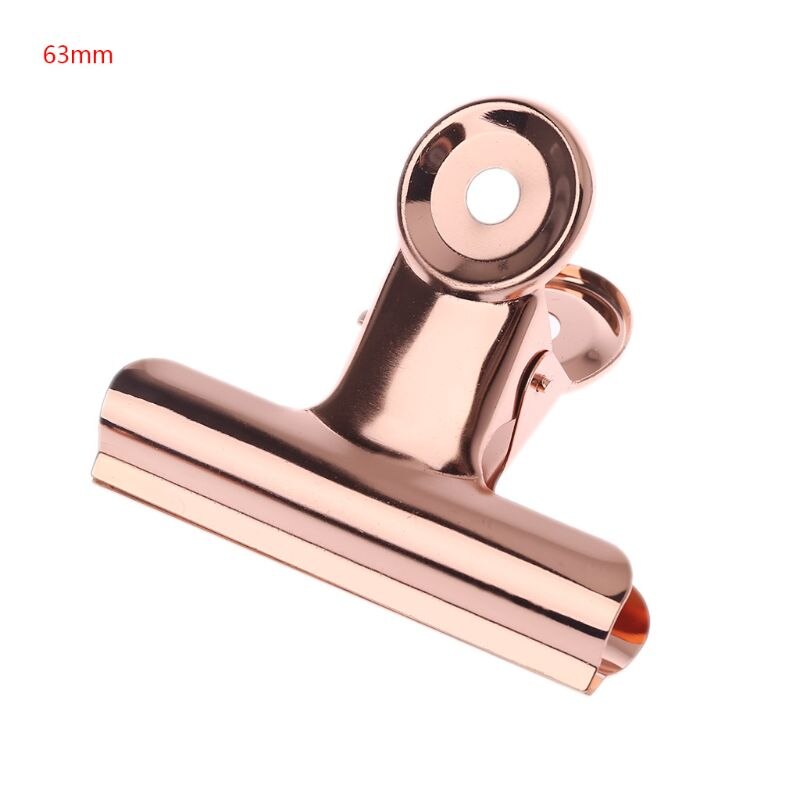 1PC Bulldog Grip Binder Clip Food Sealer Bag Clamp Hanging Paper File Document Ticket Office Kitchen Storage Bags Clips 63/75mm: Rose Gold-63mm