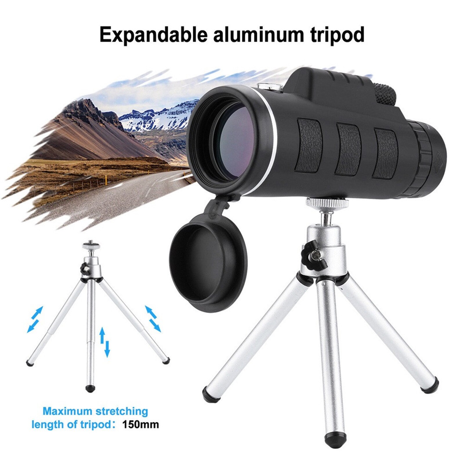 40X60 Zoom Optical HD Lens Monocular Telescope+ Tripod+ Clip For Universal Phone High power monocular telescope