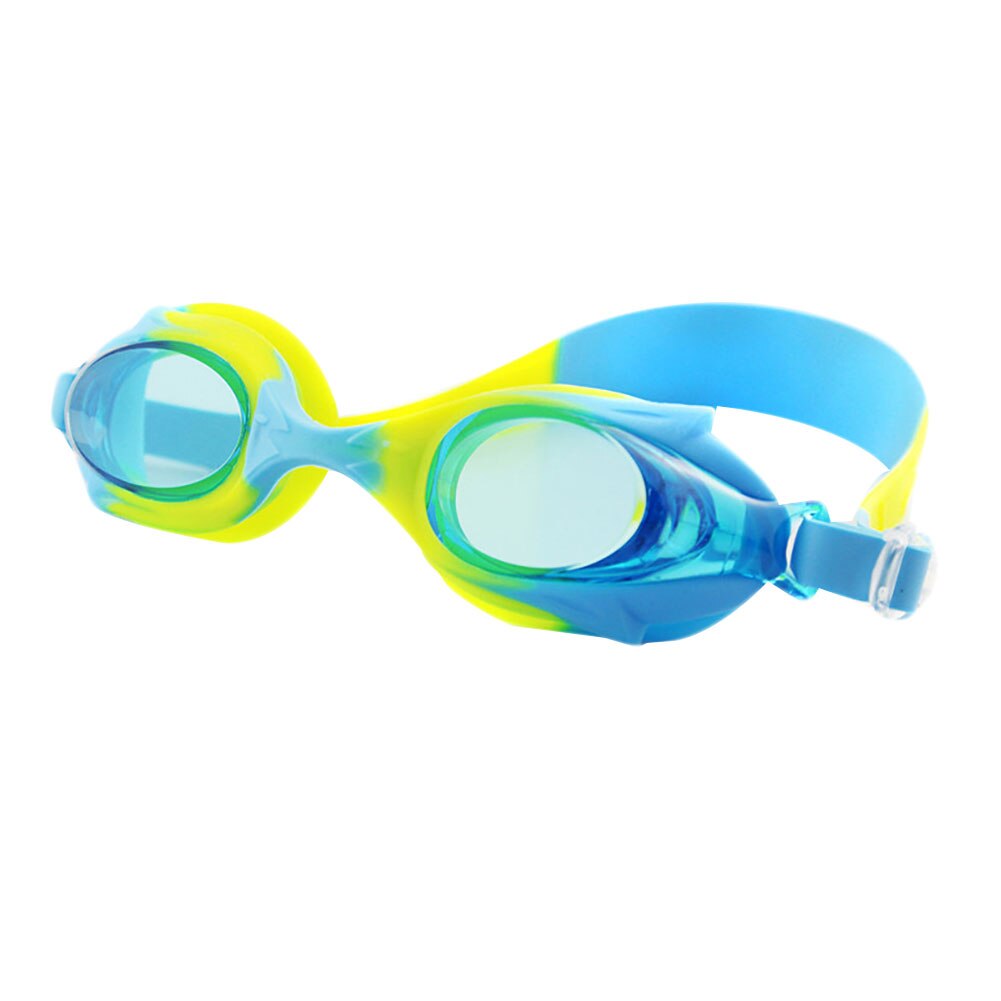 Drenges søde fisk form børn svømmebriller briller vandtæt justerbar silikone rem anti-tåge piges pool beskyttelsesbriller: Blå gul