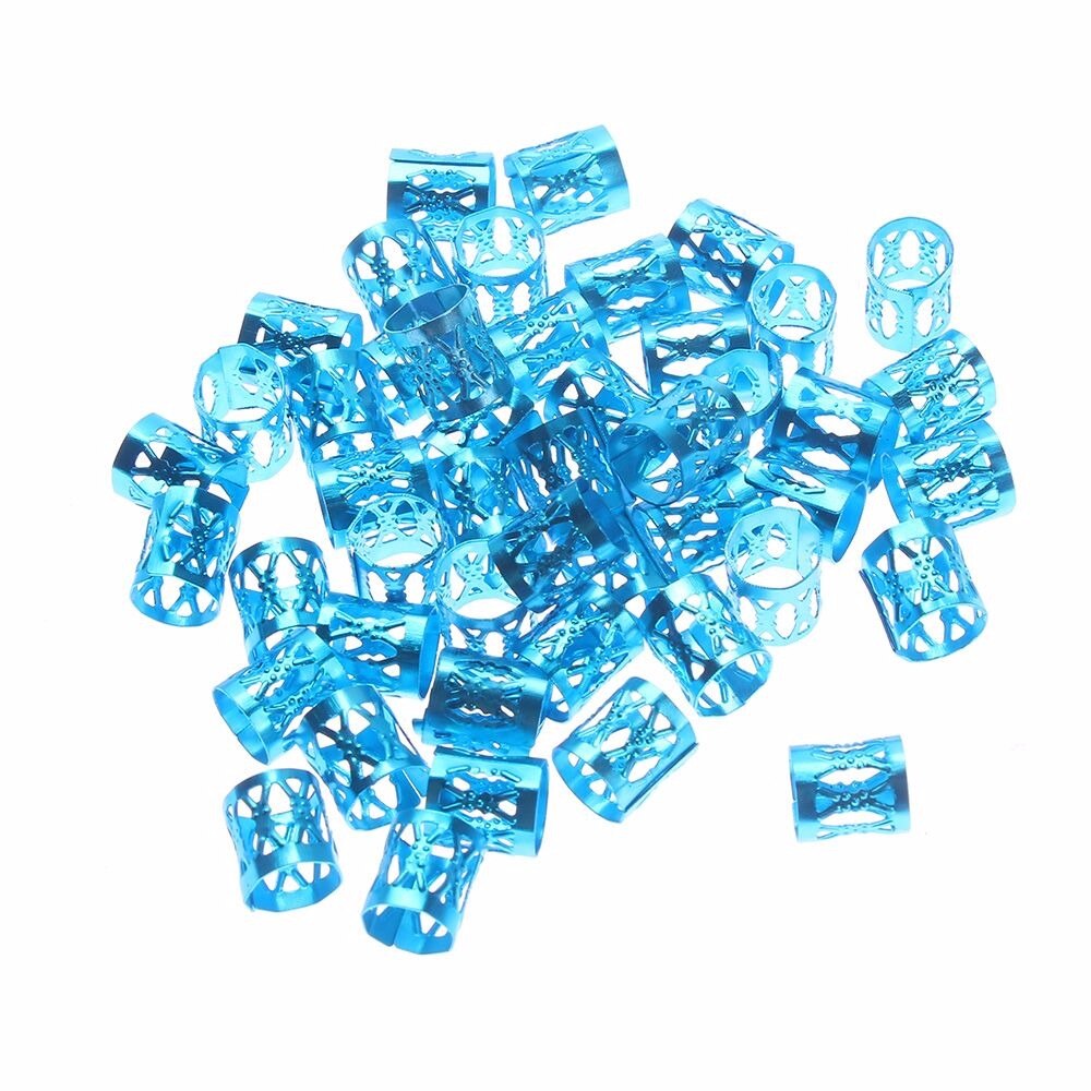 50pcs 8mm Dreadlock Beads for Braids Hair Beads for Dreadlocks Adjustable Hair Braid Cuff Clips Hair Metal Tube Ring Accessory